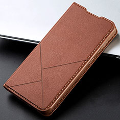 Leather Case Stands Flip Cover L02 Holder for Oppo A72 Brown