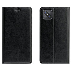 Leather Case Stands Flip Cover L02 Holder for Oppo A92s 5G Black