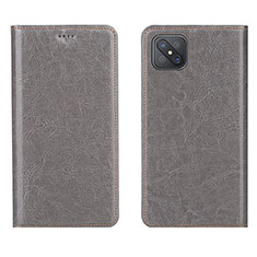 Leather Case Stands Flip Cover L02 Holder for Oppo A92s 5G Gray