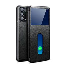 Leather Case Stands Flip Cover L02 Holder for Oppo Find X3 Lite 5G Black