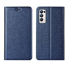 Leather Case Stands Flip Cover L02 Holder for Oppo Find X3 Neo 5G Blue
