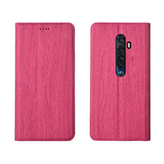 Leather Case Stands Flip Cover L02 Holder for Oppo Reno2 Hot Pink