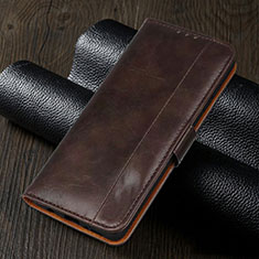 Leather Case Stands Flip Cover L02 Holder for Realme 5 Brown
