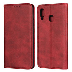 Leather Case Stands Flip Cover L02 Holder for Samsung Galaxy A30 Red