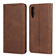 Leather Case Stands Flip Cover L02 Holder for Samsung Galaxy A50S Brown