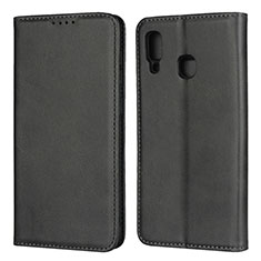 Leather Case Stands Flip Cover L02 Holder for Samsung Galaxy M10S Black