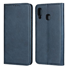 Leather Case Stands Flip Cover L02 Holder for Samsung Galaxy M10S Blue
