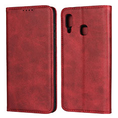 Leather Case Stands Flip Cover L02 Holder for Samsung Galaxy M10S Red