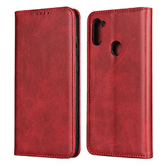 Leather Case Stands Flip Cover L02 Holder for Samsung Galaxy M11 Red