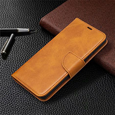 Leather Case Stands Flip Cover L02 Holder for Samsung Galaxy S20 FE 5G Light Brown