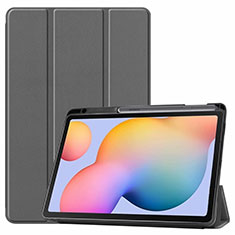 Leather Case Stands Flip Cover L02 Holder for Samsung Galaxy Tab S6 Lite 10.4 SM-P610 Gray