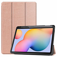 Leather Case Stands Flip Cover L02 Holder for Samsung Galaxy Tab S6 Lite 4G 10.4 SM-P615 Rose Gold
