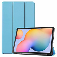 Leather Case Stands Flip Cover L02 Holder for Samsung Galaxy Tab S6 Lite 4G 10.4 SM-P615 Sky Blue