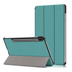 Leather Case Stands Flip Cover L02 Holder for Samsung Galaxy Tab S7 11 Wi-Fi SM-T870 Cyan