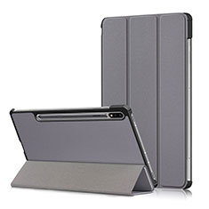 Leather Case Stands Flip Cover L02 Holder for Samsung Galaxy Tab S7 4G 11 SM-T875 Gray