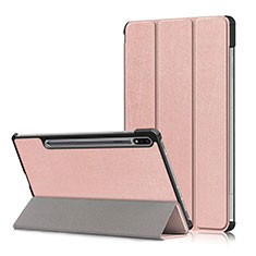 Leather Case Stands Flip Cover L02 Holder for Samsung Galaxy Tab S7 Plus 5G 12.4 SM-T976 Rose Gold