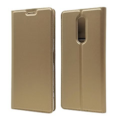 Leather Case Stands Flip Cover L02 Holder for Sony Xperia 1 Gold