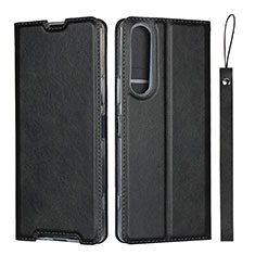 Leather Case Stands Flip Cover L02 Holder for Sony Xperia 1 II Black