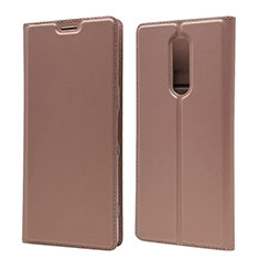Leather Case Stands Flip Cover L02 Holder for Sony Xperia 1 Rose Gold