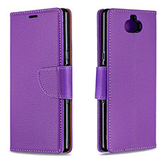 Leather Case Stands Flip Cover L02 Holder for Sony Xperia 10 Plus Purple
