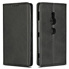 Leather Case Stands Flip Cover L02 Holder for Sony Xperia XZ2 Black