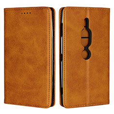 Leather Case Stands Flip Cover L02 Holder for Sony Xperia XZ2 Premium Orange