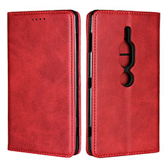 Leather Case Stands Flip Cover L02 Holder for Sony Xperia XZ2 Premium Red