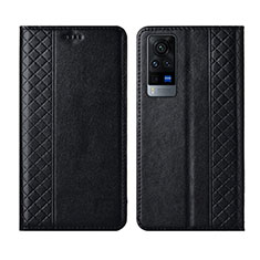 Leather Case Stands Flip Cover L02 Holder for Vivo X60T 5G Black