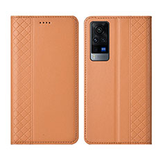 Leather Case Stands Flip Cover L02 Holder for Vivo X60T 5G Orange