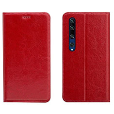 Leather Case Stands Flip Cover L02 Holder for Xiaomi Mi 10 Red
