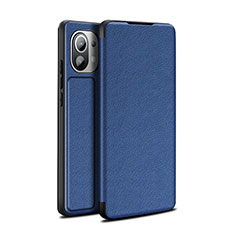 Leather Case Stands Flip Cover L02 Holder for Xiaomi Mi 11 Lite 4G Blue