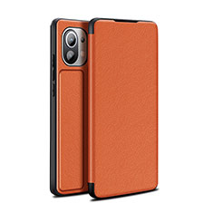 Leather Case Stands Flip Cover L02 Holder for Xiaomi Mi 11 Lite 4G Brown