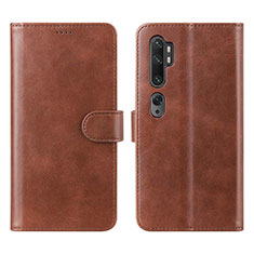 Leather Case Stands Flip Cover L02 Holder for Xiaomi Mi Note 10 Pro Brown