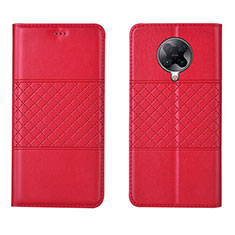 Leather Case Stands Flip Cover L02 Holder for Xiaomi Poco F2 Pro Red