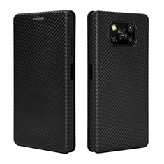 Leather Case Stands Flip Cover L02 Holder for Xiaomi Poco X3 Black