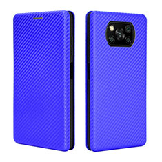 Leather Case Stands Flip Cover L02 Holder for Xiaomi Poco X3 Pro Blue
