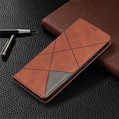 Leather Case Stands Flip Cover L02 Holder for Xiaomi Redmi 10A 4G Brown