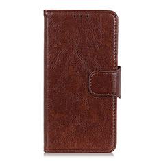 Leather Case Stands Flip Cover L02 Holder for Xiaomi Redmi 9 Brown