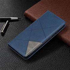 Leather Case Stands Flip Cover L02 Holder for Xiaomi Redmi 9 India Blue
