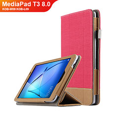 Leather Case Stands Flip Cover L03 for Huawei MediaPad T3 8.0 KOB-W09 KOB-L09 Red