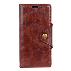 Leather Case Stands Flip Cover L03 Holder for Asus Zenfone 5 Lite ZC600KL Brown