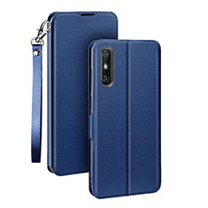 Leather Case Stands Flip Cover L03 Holder for Huawei Enjoy 10e Blue