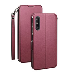 Leather Case Stands Flip Cover L03 Holder for Huawei Enjoy 10e Red Wine