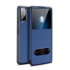 Leather Case Stands Flip Cover L03 Holder for Huawei Honor Play4T Blue