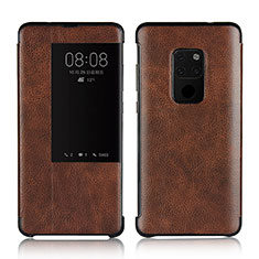 Leather Case Stands Flip Cover L03 Holder for Huawei Mate 20 Brown