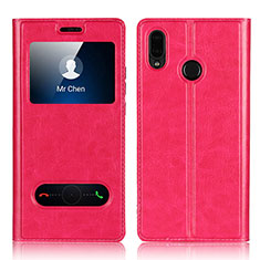 Leather Case Stands Flip Cover L03 Holder for Huawei Nova 3e Hot Pink