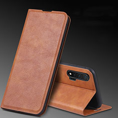 Leather Case Stands Flip Cover L03 Holder for Huawei Nova 6 5G Brown