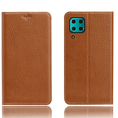 Leather Case Stands Flip Cover L03 Holder for Huawei Nova 6 SE Orange