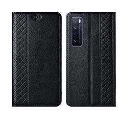 Leather Case Stands Flip Cover L03 Holder for Huawei Nova 7 5G Black