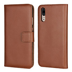 Leather Case Stands Flip Cover L03 Holder for Huawei P20 Brown